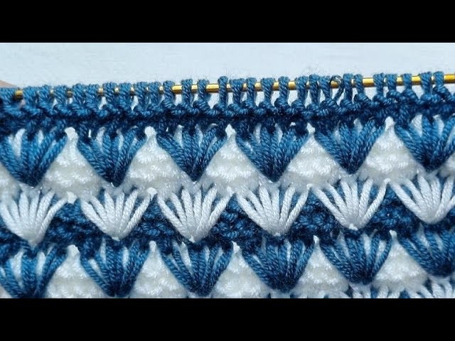 Very easy eye-catching Tunisian knitting pattern explanation baby blanket model