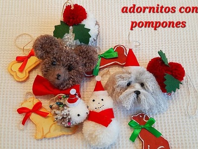 Adornitos con pompones ????. Christmas baubles using pompons ☃️