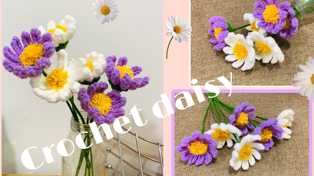 BP-Móc hoa cúc hoạ mi| Crochet flower daisy subtitle #crochettutorial #crochetdaisy