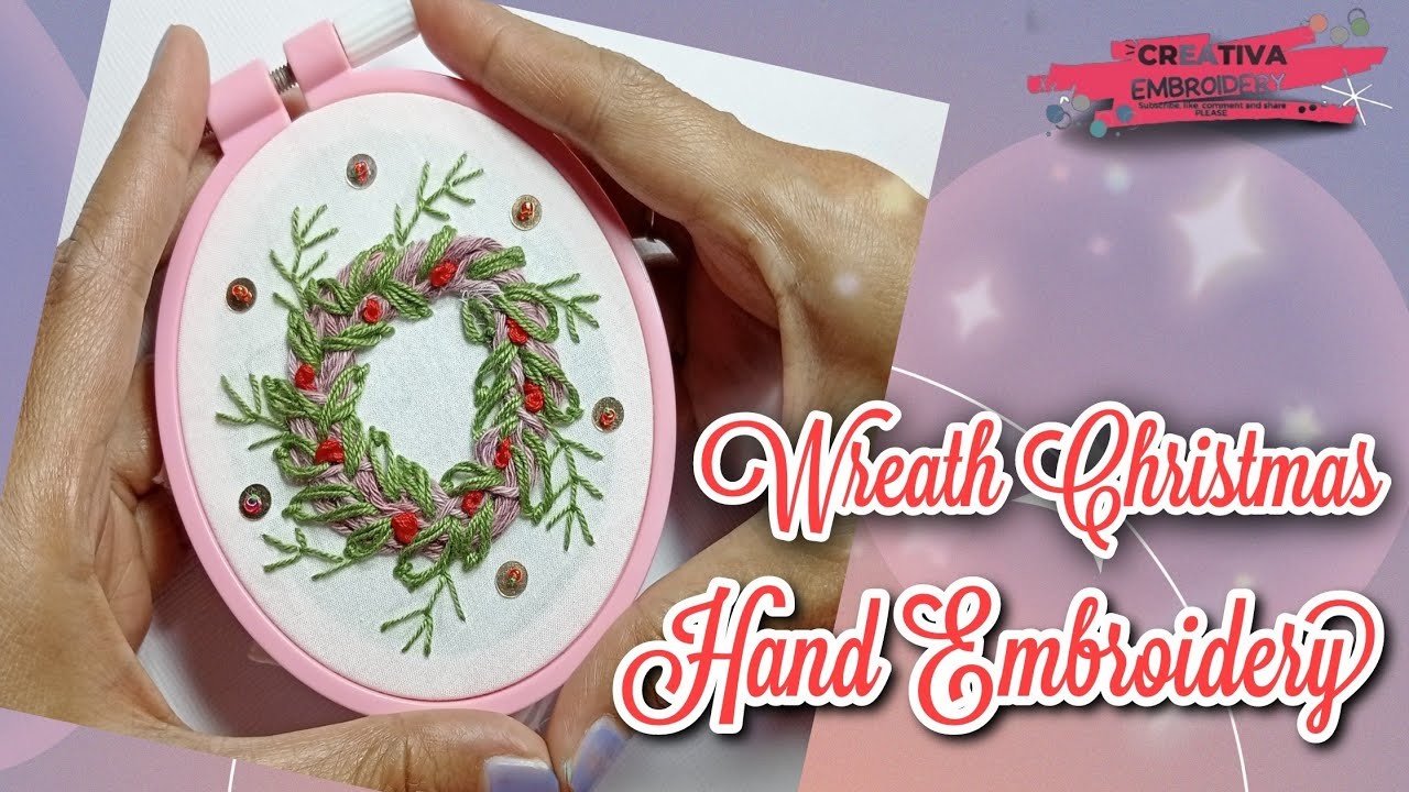 Christmas Embroidery || DIY Wreath Christmas Hand Embroidery || Christmas Ornament Hand Embroidery