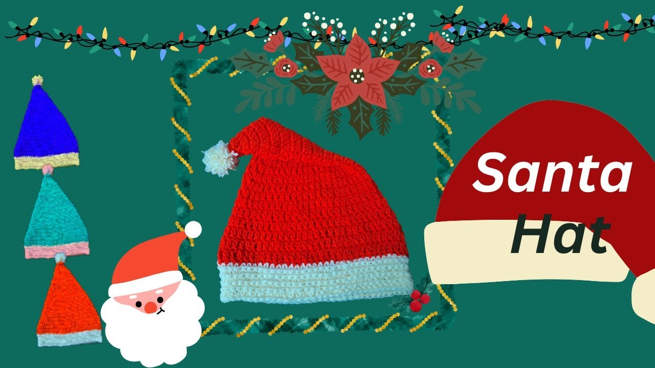 Crochet Santa Hat | Christmas Hat | Kids Santa Hat | Crochet Tutorial in English | Club Crafteria