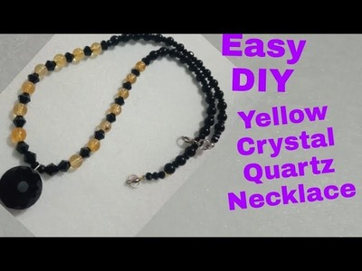 DIY Party Wear Jim stone Yellow Crystal Quartz Necklace  #youtube#viral #video @beadsbeads9690