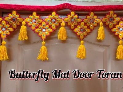 Easy door hanging toran | part 1|  giveaway !! butterfly mat with woolen door toran @umacraftworld