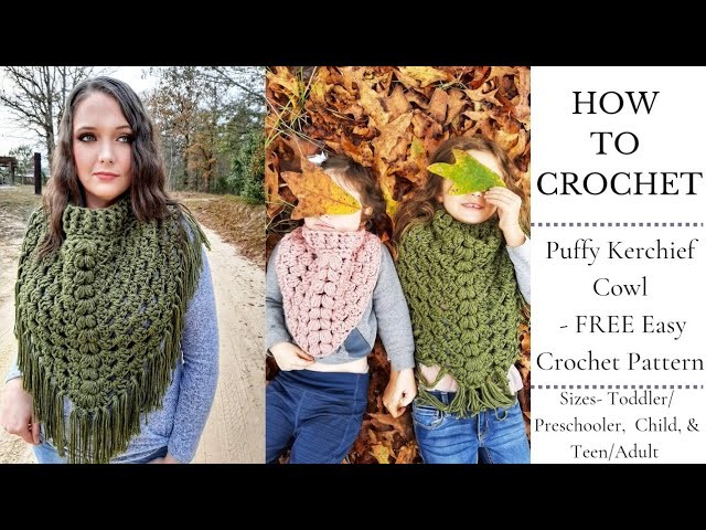 EASY QUICK FREE Crochet Scarf Pattern | Puffy Kercheif Cowl