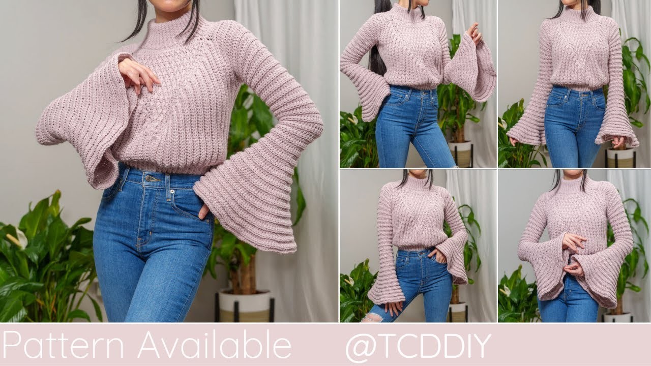 How to Crochet a Bell Sleeve Turtleneck Sweater | Pattern & Tutorial DIY
