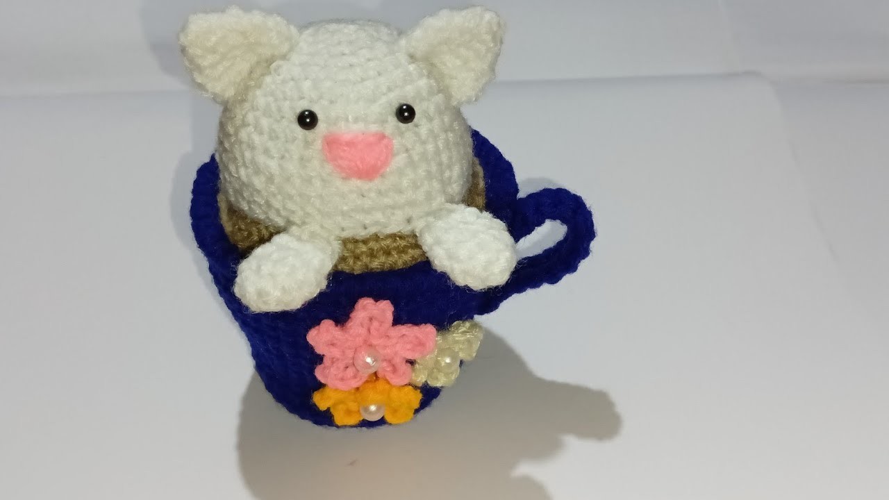 How to Crochet Cat in Cup.Amigurumi Cat.Free Pattern.Indu's Creation.Crochet for Beginners