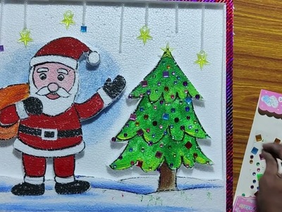 How to make santa claus with thermocol for christmas drawing,christamas decoration ideas,