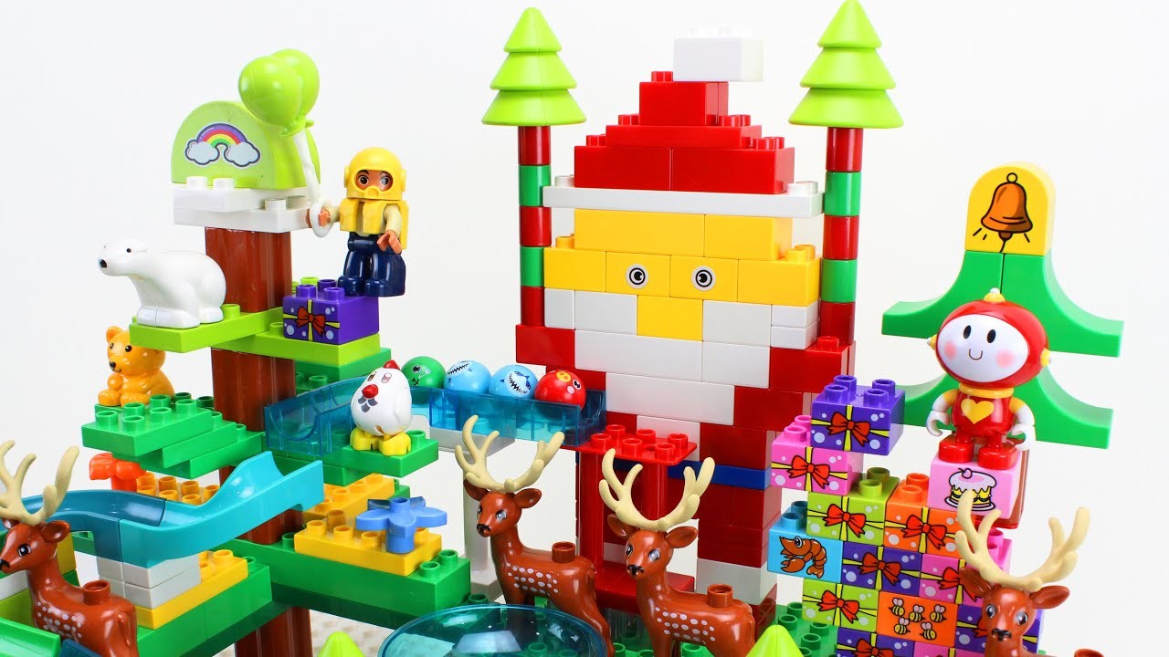 Marble Run Race ASMR ☆ Satisfying DIY Lego Duplo Christmas Tree Deer Santa Building Block Track #74