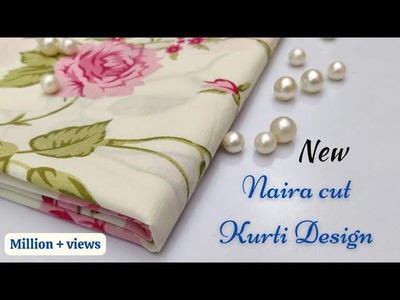 Naira Style Button Placket Kurti Cutting and Stitching. Kurti Design. naira cut kurti