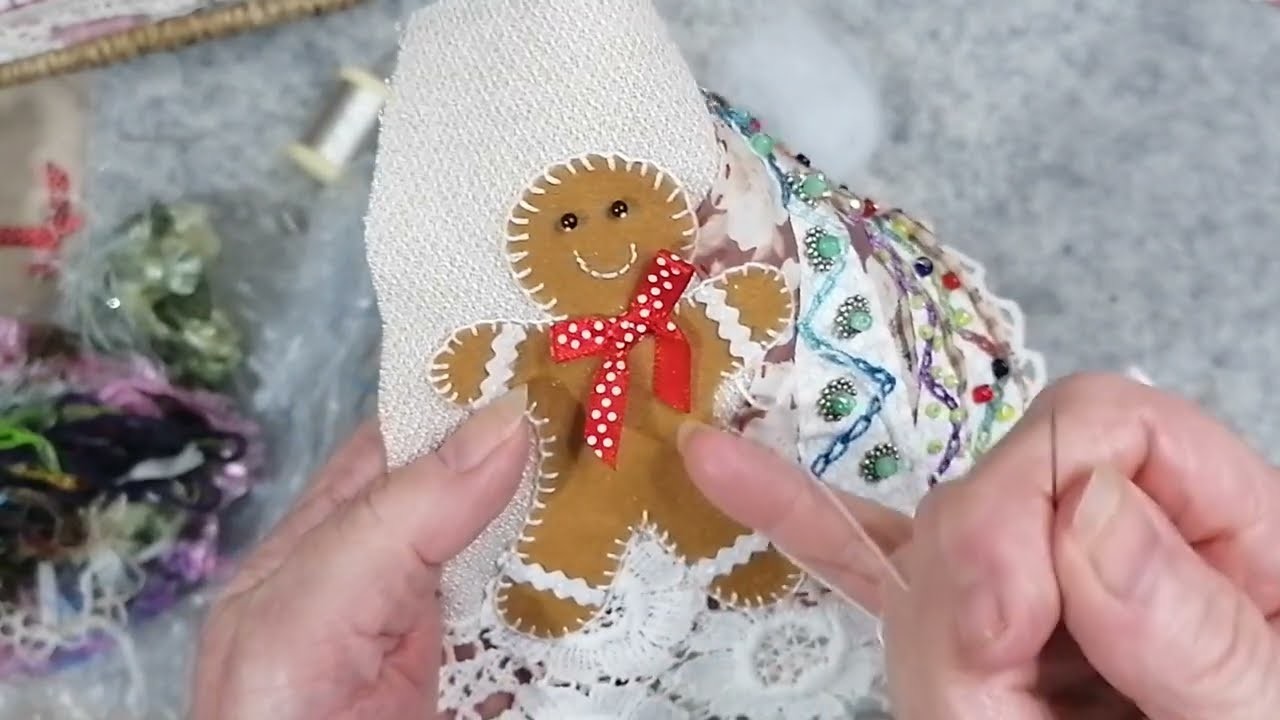 #roxysjournalofstitchery - finishing the ginger bread man