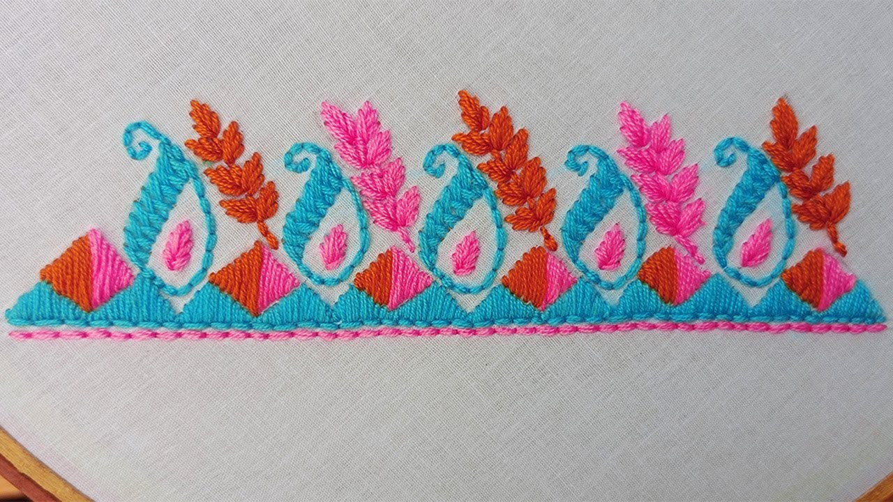 Super Borderline  Hand Embroidery Tutorial || Border Line Hand Embroidery || Ah Creator 3.0