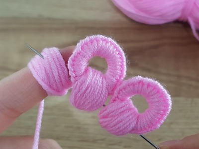 Super idea????Let's do a finger trick.  Practical flower making with needle and wool thread.#crochet