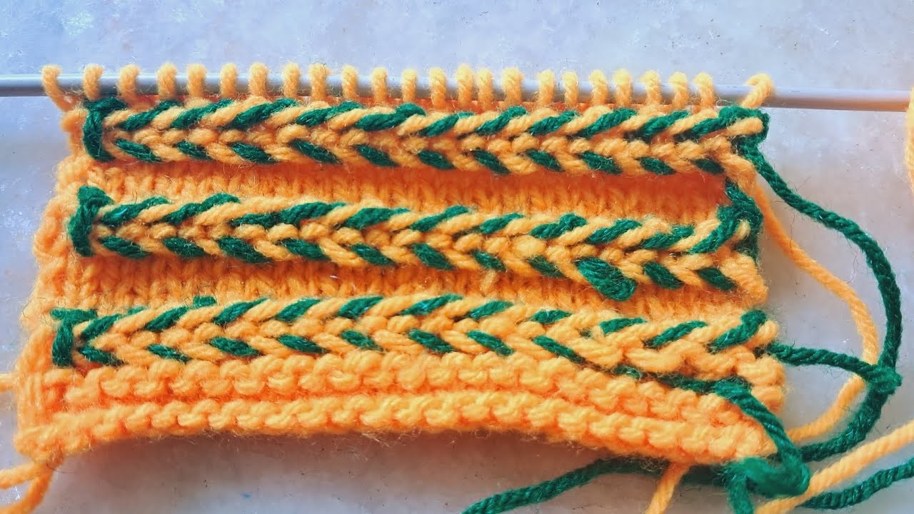 Two colour woolen design for beginners #easydesigninhindi #woolen #shorts #twocolourpattaren