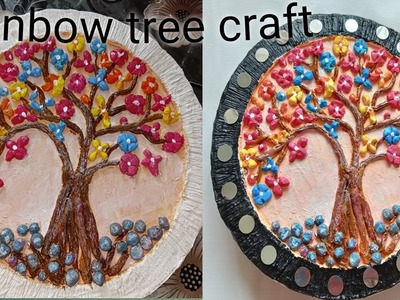 Wall putty is easy  craft idea.Rainbow tree craft.