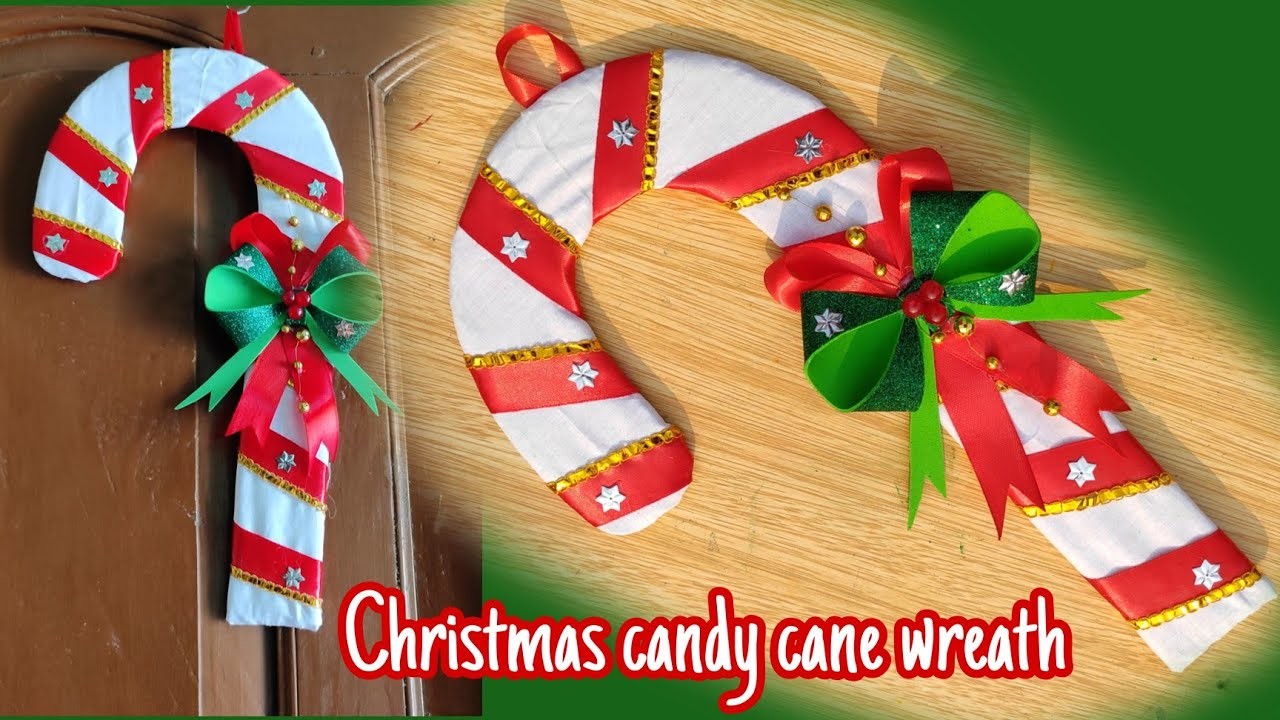 Christmas Candy Cane Craft.How to Make Christmas Candy Cane Wreath.DIY Christmas Decorations