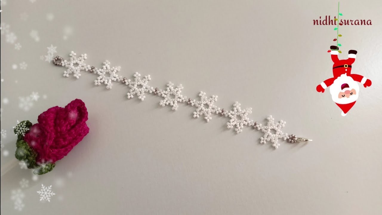 Christmas Special Snowflake Bracelet.Seed bead Jewelry making.Pulsera Tutorial diy