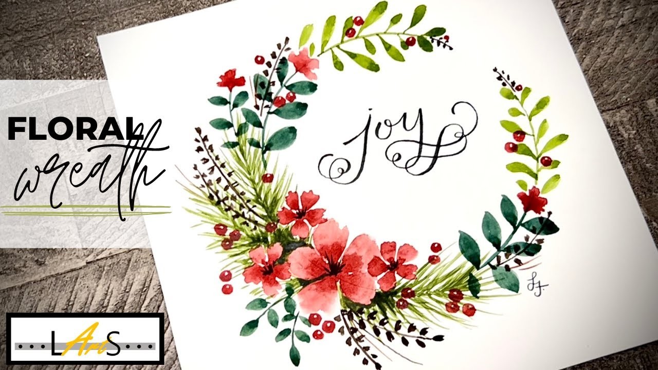 Christmas Wreath! Paint a Floral Wreath! Watercolor Christmas Cards! Christmas Watercolor Painting!