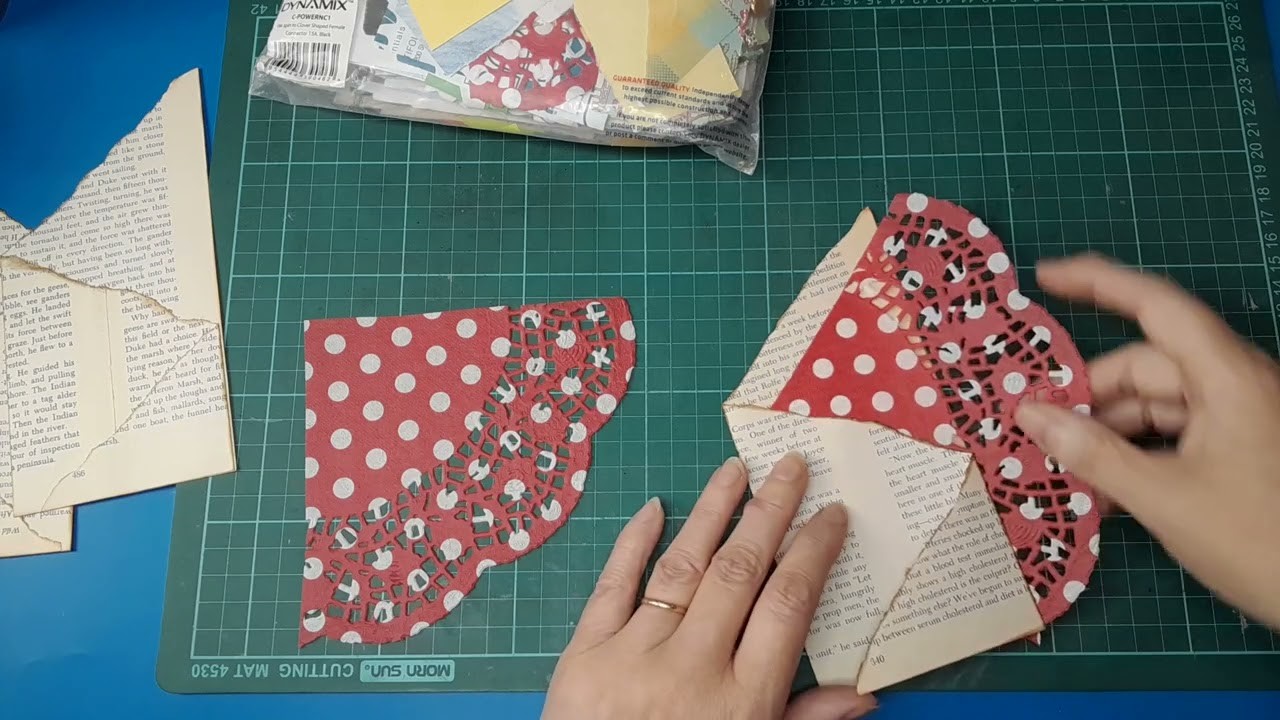 Craft with me : layered book page pockets with torn edges