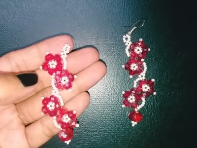 Diy Crystal Flower Earrings and Pendant. jewelry making at home  #diy #beadingtutorial