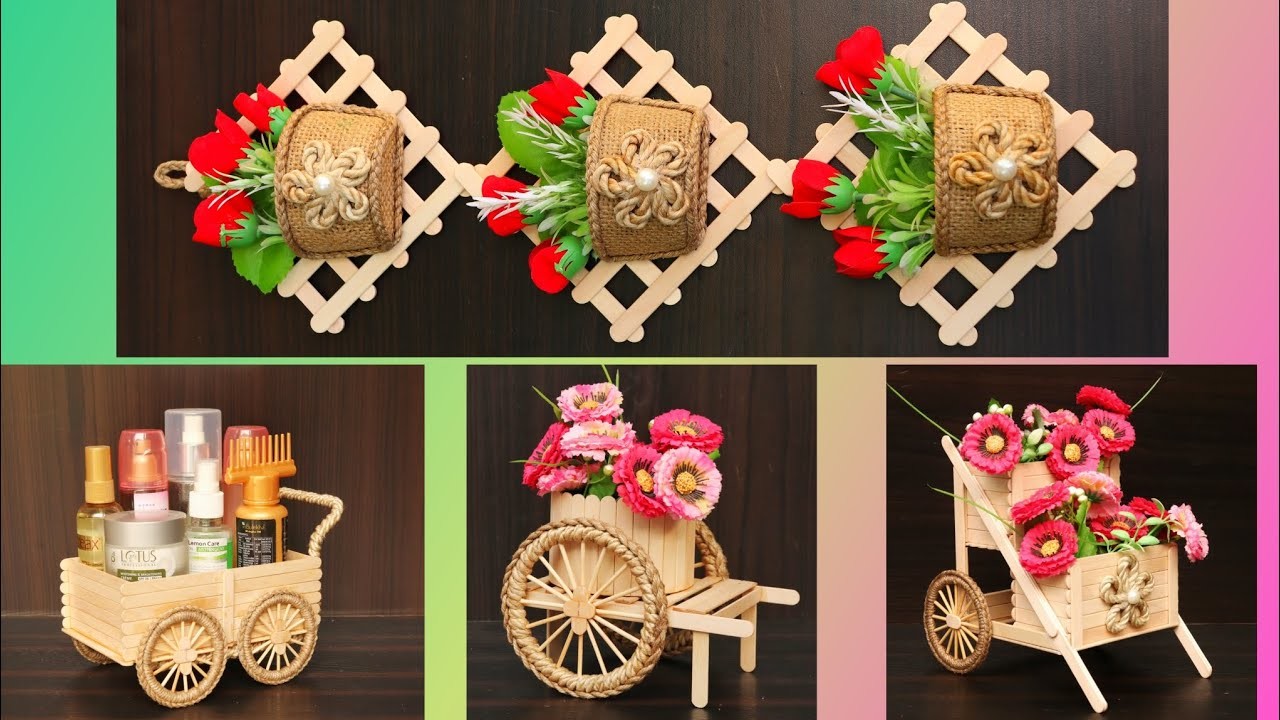 Diy Handmade Crafts for Home Decoration | Hanmade Crafts with Jute , Popsicle Sticks & Bamboo Sticks