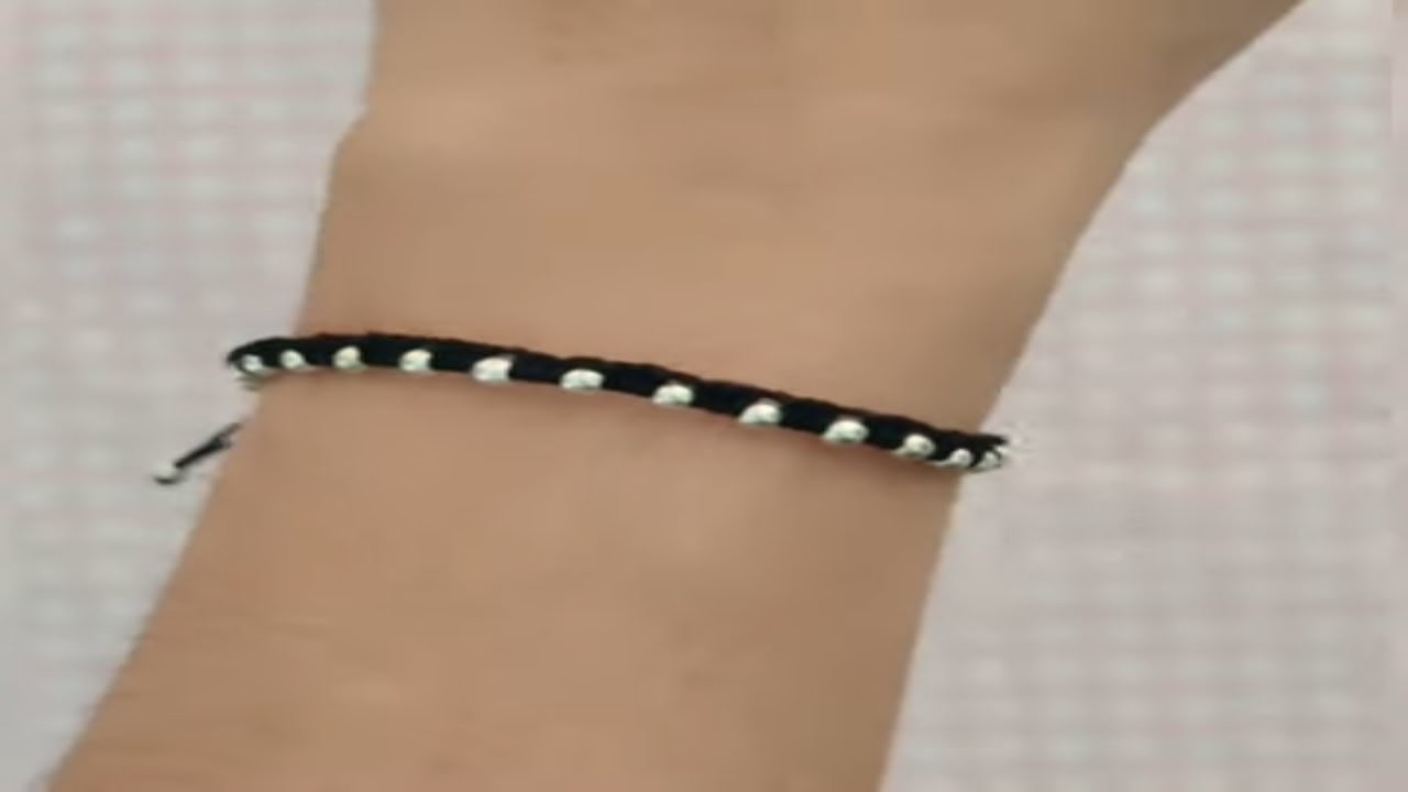 DIY How to make adjustable knot bracelet with metal beads