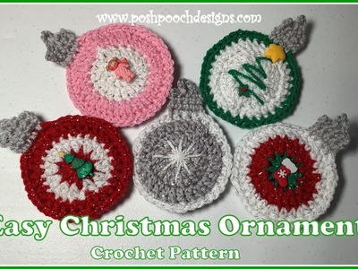 Easy Christmas Ornaments Crochet Pattern #crochet #crochetvideo