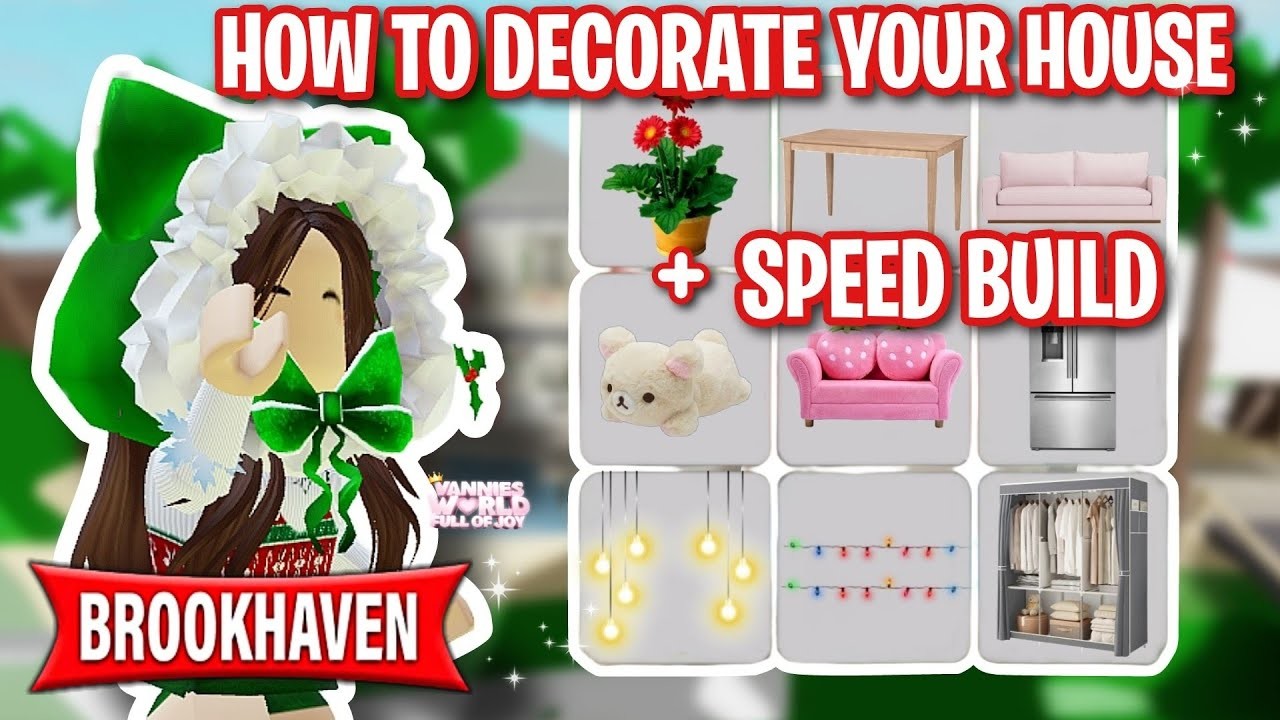 ????⚠️HOW TO DECORATE YOUR HOUSE + SPEED BUILD IN BROOKHAVEN ????RP (ROBLOX BROOKHAVEN ????RP)