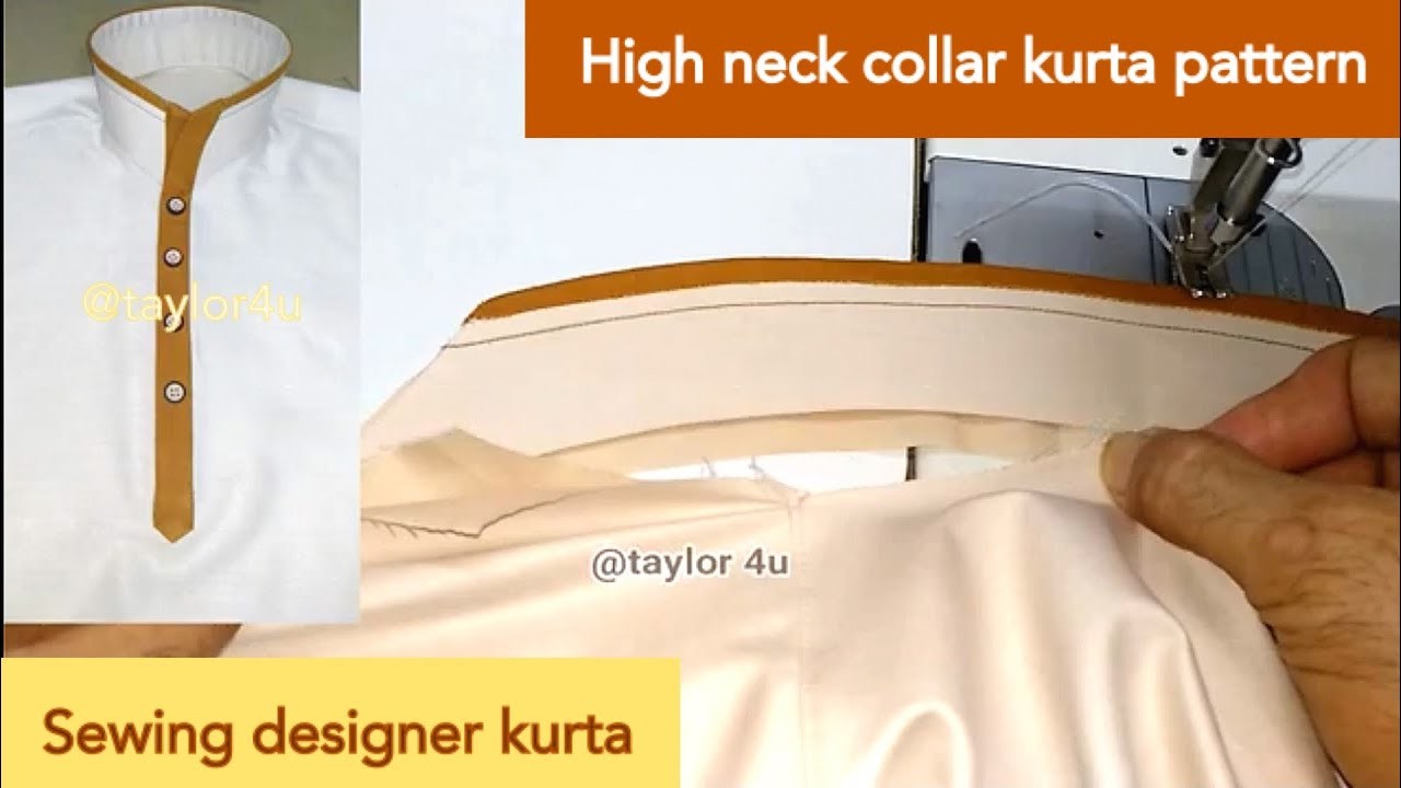 How to sew high neck collar in kurta | New collar design for kurta | piping wala kurta