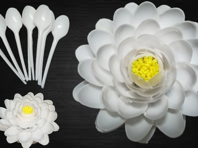 Lotus flower making with plastic Spoons| flowers making with plastic spoons craft @SiriCreations13