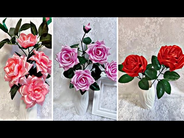 Most easy to make satin flower at home - Diy. simple satin ribbon flower craft