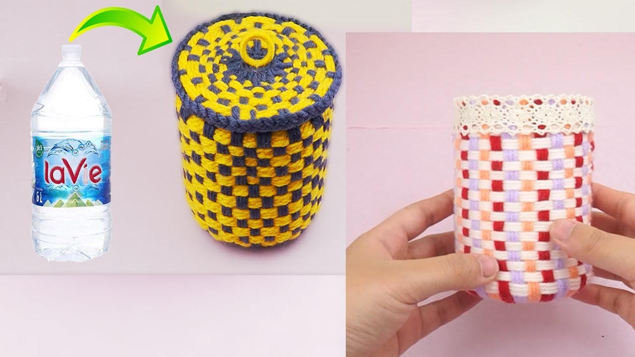 Recycle Plastic Bottles - Woolen art and craft ideas - Diy Basket- Reuse Idea