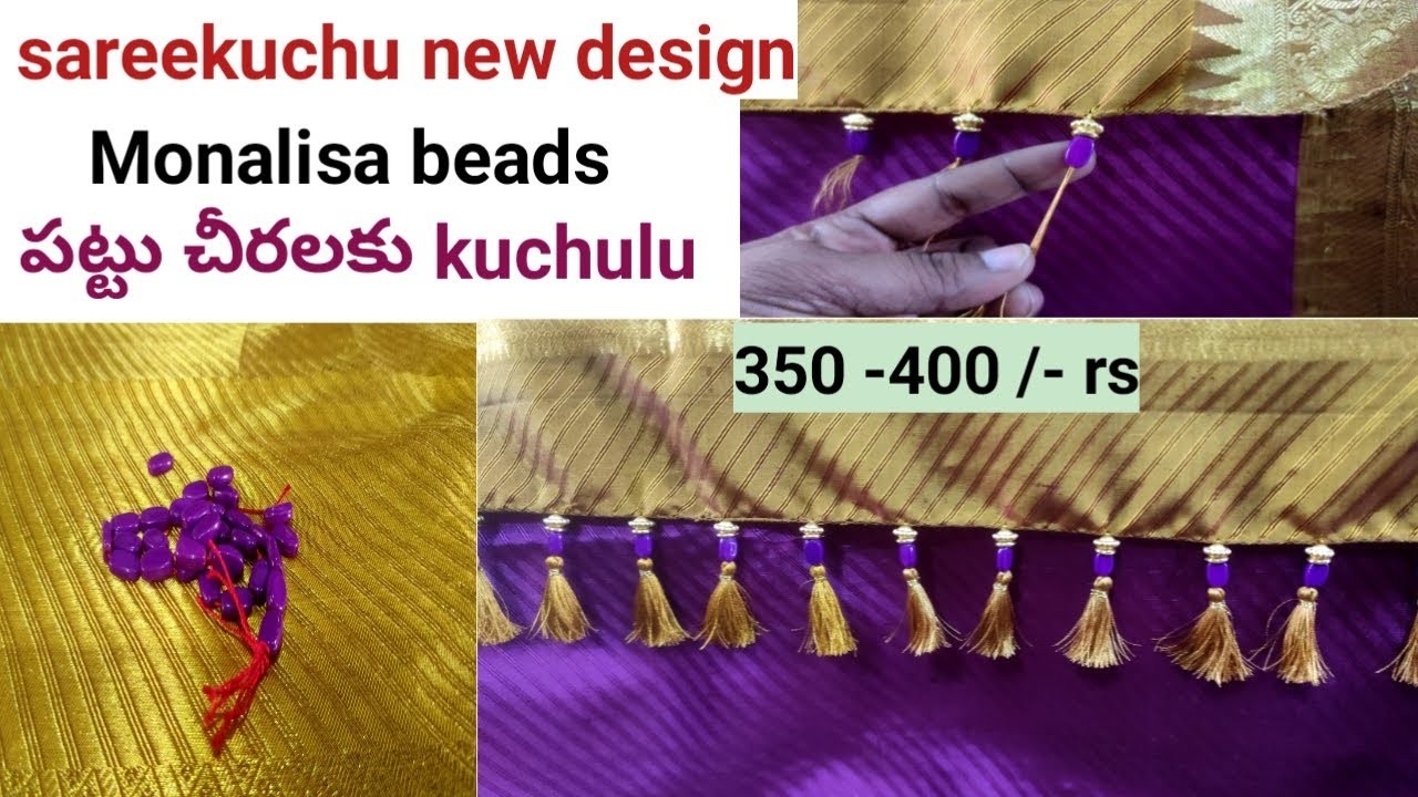#sareekuchu #newdesign Gold Beads #MonalisaBeads #kuchu easy method in Telugu @KalpanaKitchenVlogs