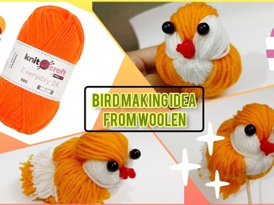 ????woolen bird craft making.diy woolen chick????.woolen craft.tricolor craft ideas.how to make cute bird????