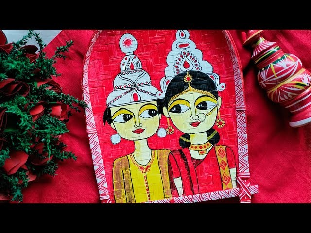 Bamboo Kulo Painting ideas for Bengali Wedding | With Fabric Colour  | Wall Décor | Room Decoration