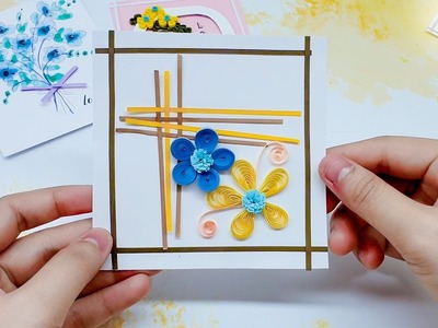 BRSM10 The Best Quilling Delicate Blue Flower Card. Bethany Rice Samantha Mckenzie