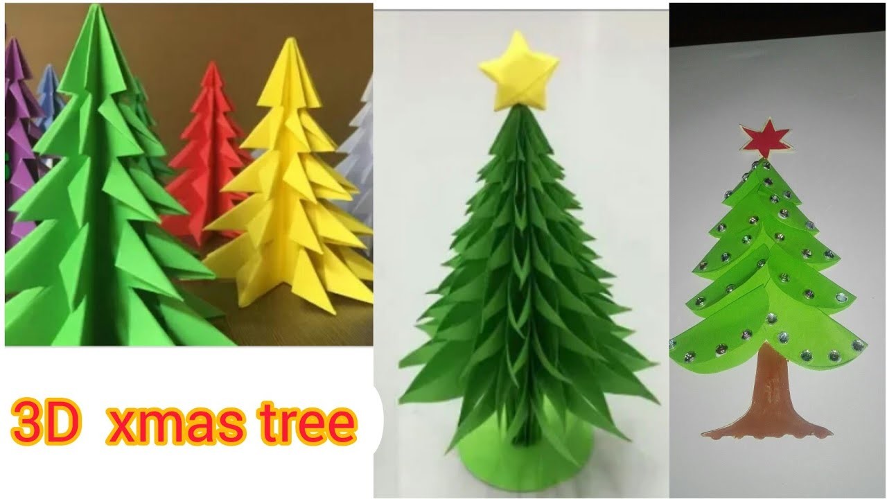 Christmas trees for 3 ideas.How to make paper 3D Christmas trees.             zen art