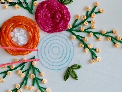 Colourful easy flower bunch hand embroidery tutorial ???? | PDF pattern