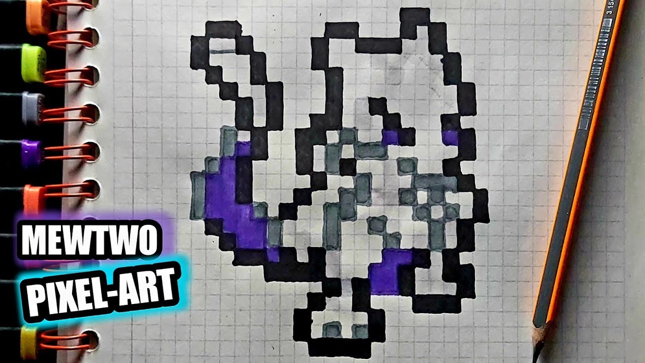 Cómo dibujar a MEWtwo || pixel art ||paso a paso facil || how to draw mewtwo pokemon