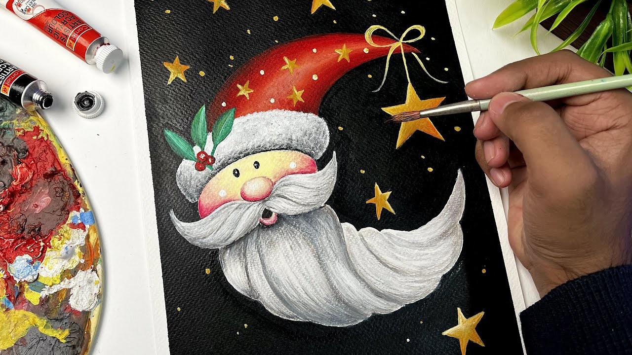 Draw with me - Christmas Day drawing , Acrylic painting,  For Art competition