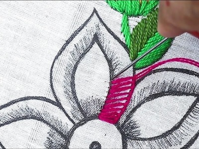 Easy stitching class for beginners | amazing modern flower embroidery tutorial on easy flower stitch