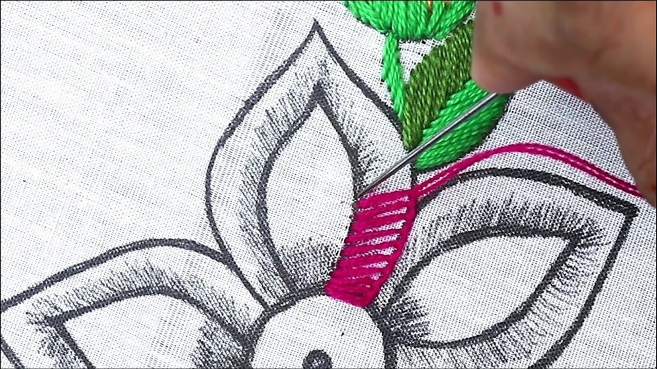 Easy stitching class for beginners | amazing modern flower embroidery tutorial on easy flower stitch