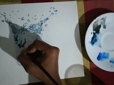 How to drawing beautufull 3D water cup on A4 pepar with using a tube colours - Menushan Art