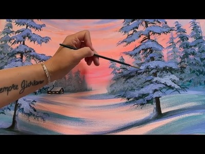 How To Paint Winter Sunrise. step by step painting tutorial