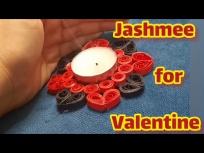 I made a candle for Valentine very easily;Only with paper tapestry and liquid glue;