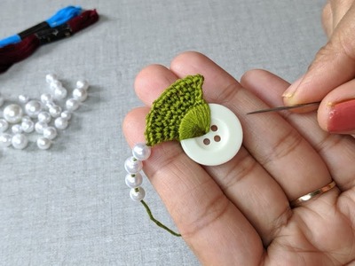 New Amazing Hand Embroidery Flower design idea, 3d Easy Hand Embroidery Button Flower design trick