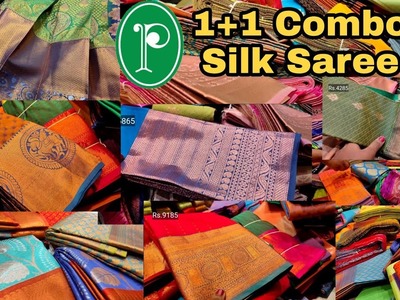 Pothys 1+1 Combo Copper Silk Saree.Chrismas Special Collection.Vasundhara Lite Pure Silks
