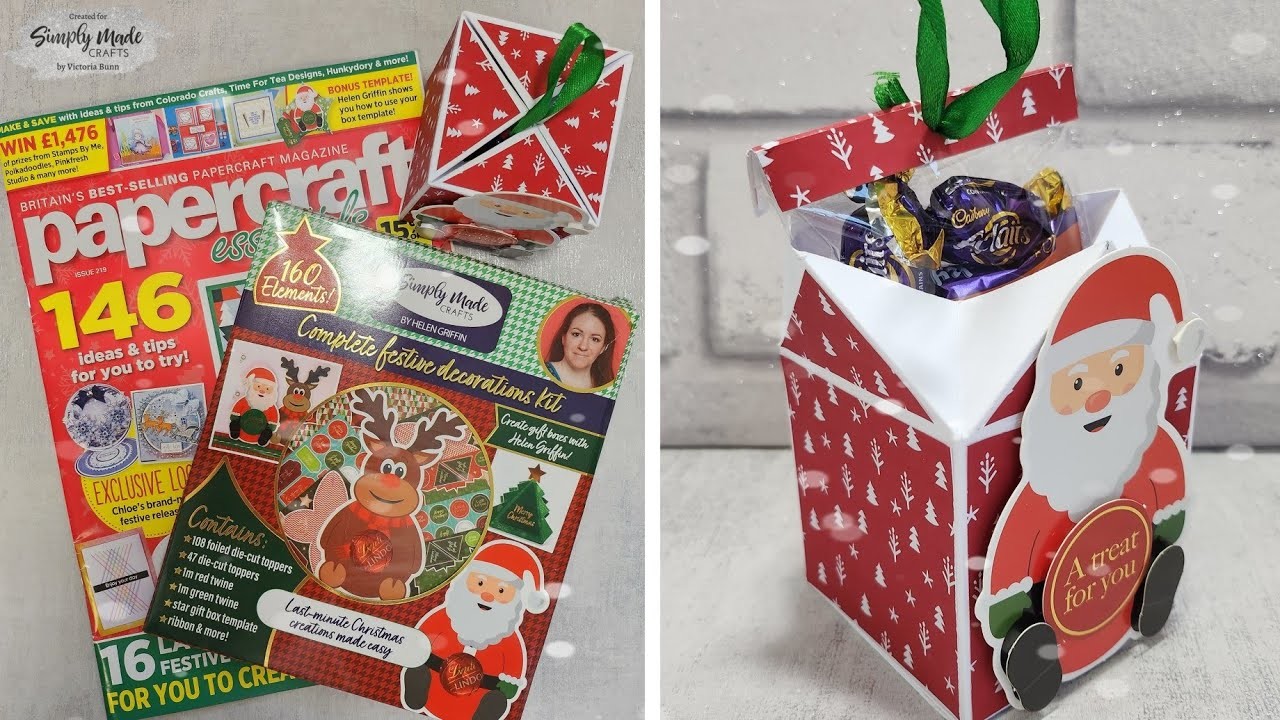 Santa Pop Up Suprise Treat Box Tutorial @HelenGriffinUK  @CraftStashcoukTV