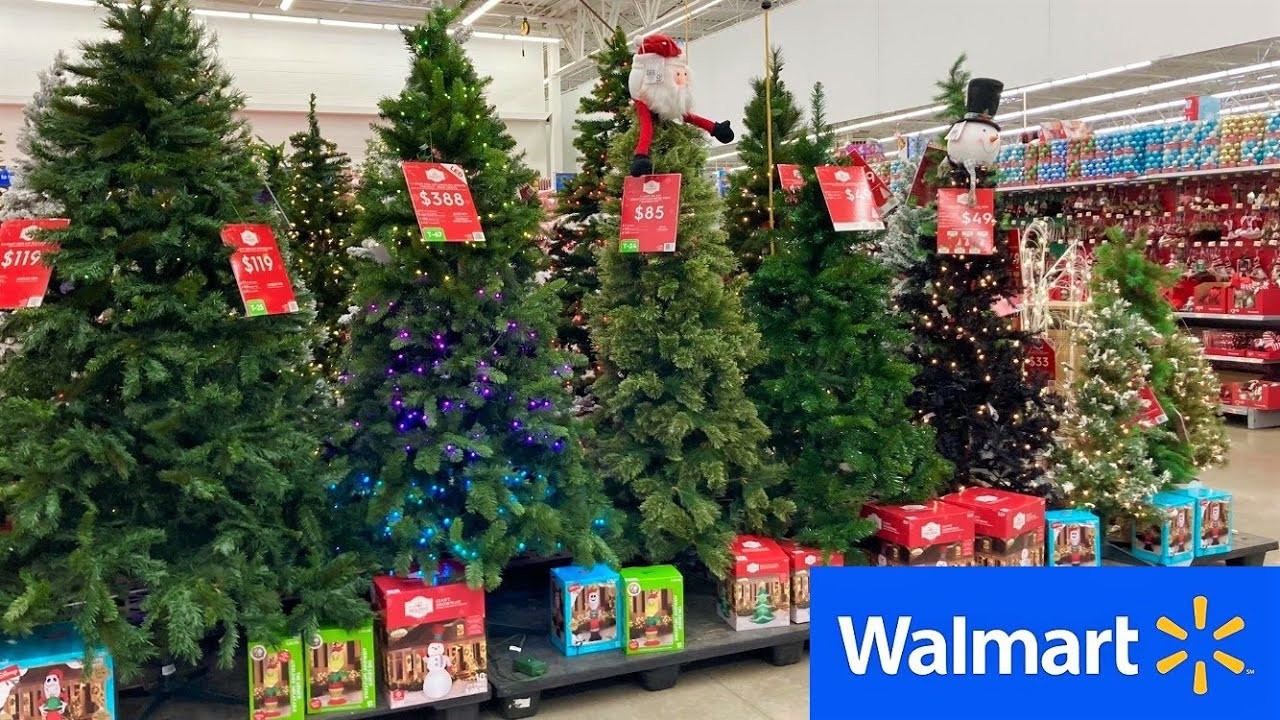 WALMART CHRISTMAS DECORATIONS CHRISTMAS TREES ORNAMENTS SHOP WITH ME SHOPPING STORE WALK THROUGH
