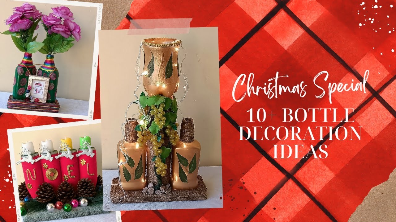 15 DIY Christmas Bottle Decoration Ideas || Centerpiece for Christmas Decoration || Table Decor||