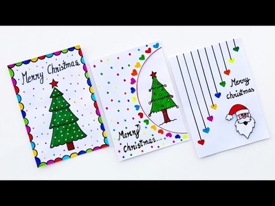 3 Easy & Beautiful white paper christmas Card making|DIY Merry Christmas greeting card|Handmade card